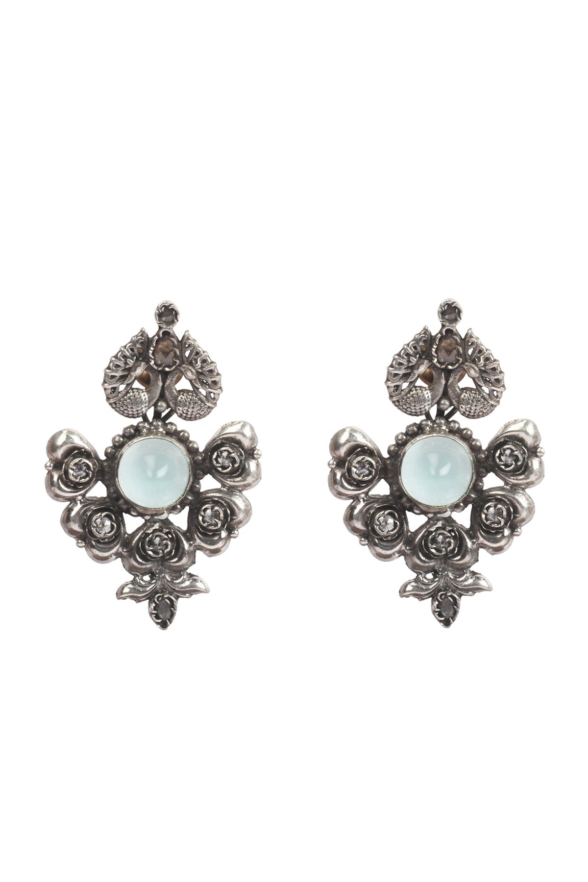 Silver Finish Stud Earrings In Sterling Silver