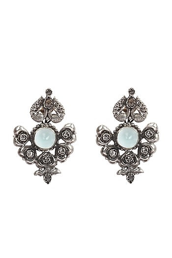Silver Finish Stud Earrings In Sterling Silver