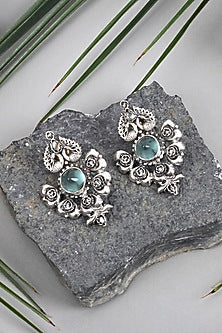 Silver Finish Stud Earrings In Sterling Silver