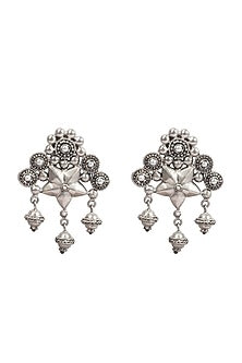 Silver Finish Stud Earrings In Sterling Silver
