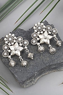 Silver Finish Stud Earrings In Sterling Silver