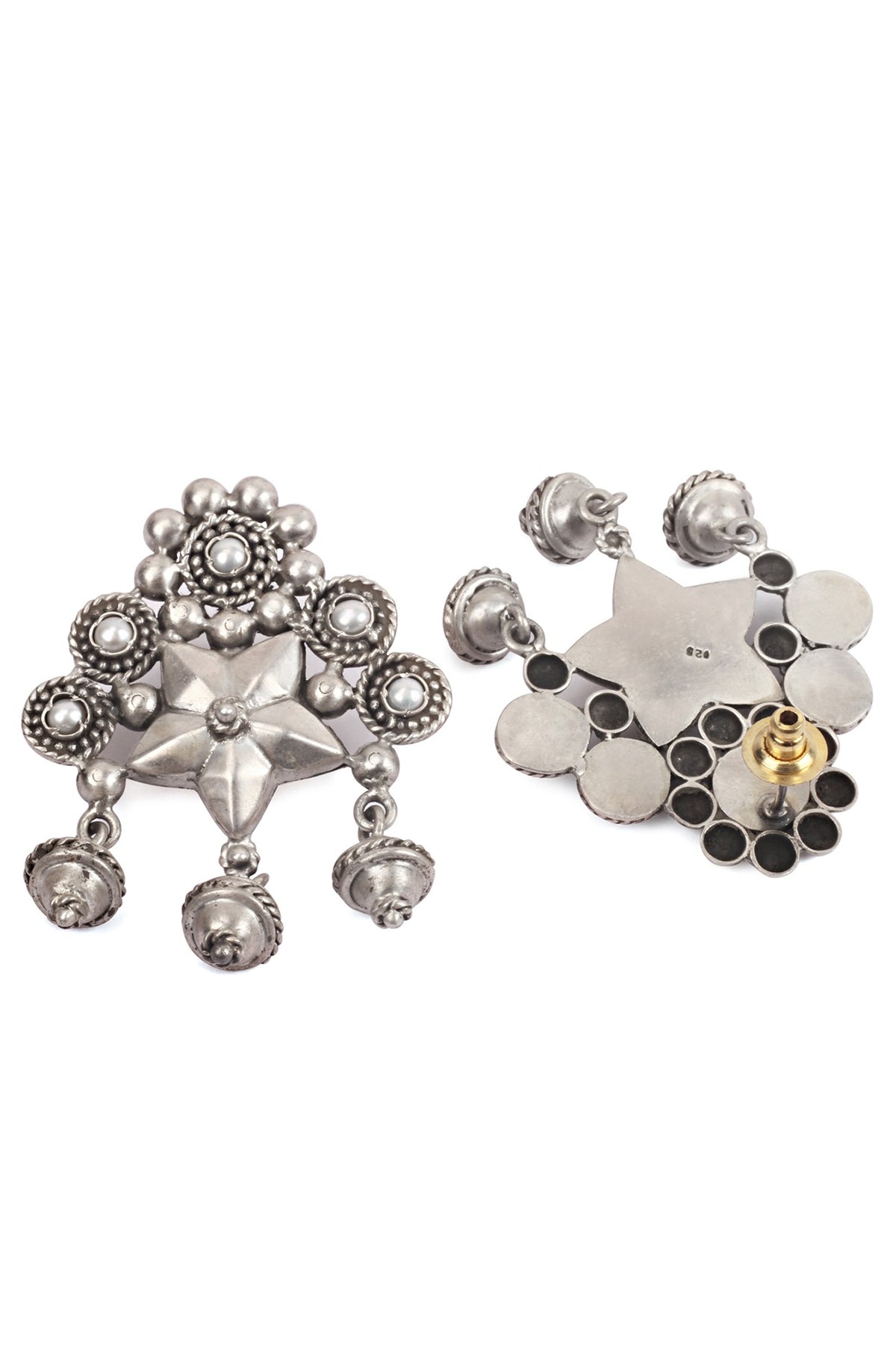 Silver Finish Stud Earrings In Sterling Silver