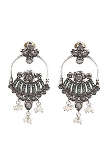 Silver Finish Handcrafted Dangler Earrings In Sterling Silver