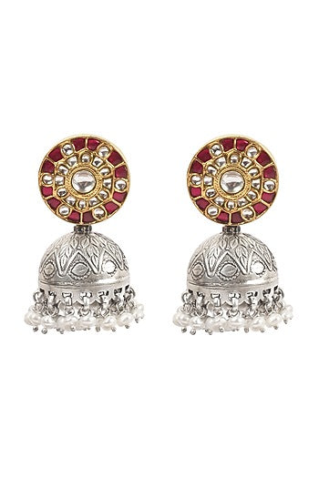 Gold Finish Handcrafted Dangler Earrings In Sterling Silver
