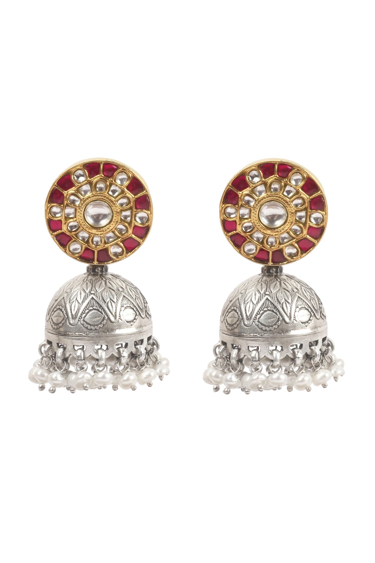 Gold Finish Handcrafted Dangler Earrings In Sterling Silver