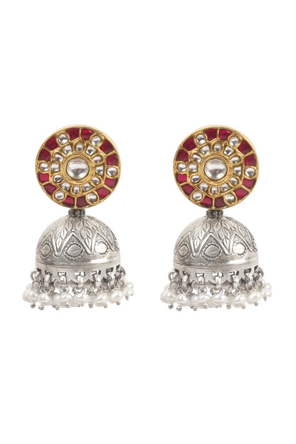 Gold Finish Handcrafted Dangler Earrings In Sterling Silver