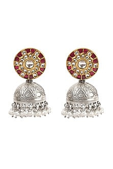 Gold Finish Handcrafted Dangler Earrings In Sterling Silver