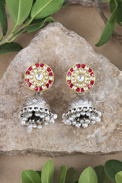 Gold Finish Handcrafted Dangler Earrings In Sterling Silver
