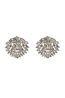 Silver Finish Handcrafted Stud Earrings In Sterling Silver