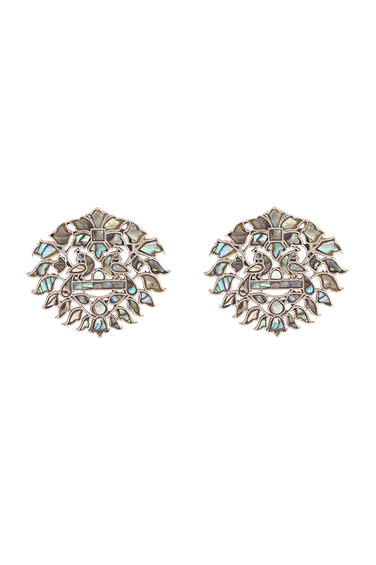 Silver Finish Handcrafted Stud Earrings In Sterling Silver