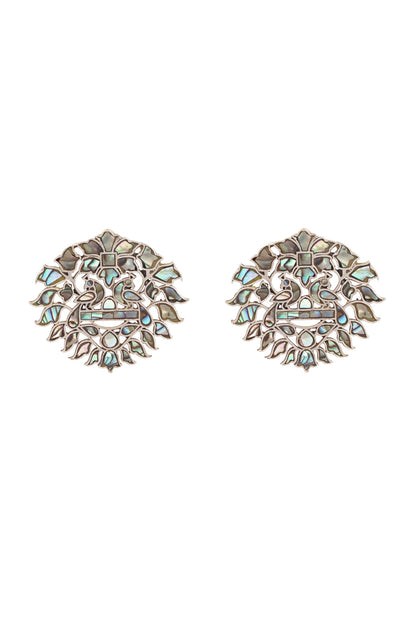 Silver Finish Handcrafted Stud Earrings In Sterling Silver