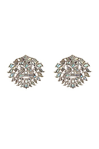 Silver Finish Handcrafted Stud Earrings In Sterling Silver