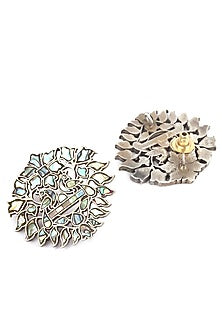 Silver Finish Handcrafted Stud Earrings In Sterling Silver