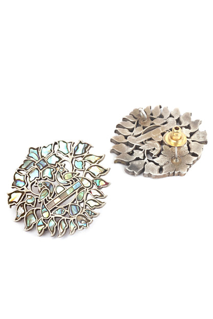 Silver Finish Handcrafted Stud Earrings In Sterling Silver