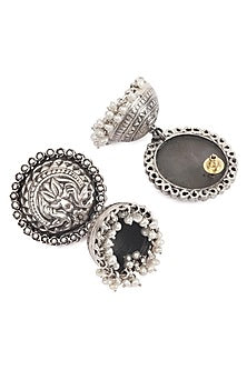 Silver Finish Handcrafted Stud Earrings In Sterling Silver