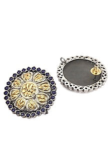 Gold Finish Handcrafted Stud Earrings In Sterling Silver