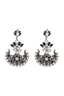 Silver Finish Handcrafted Dangler Earrings In Sterling Silver