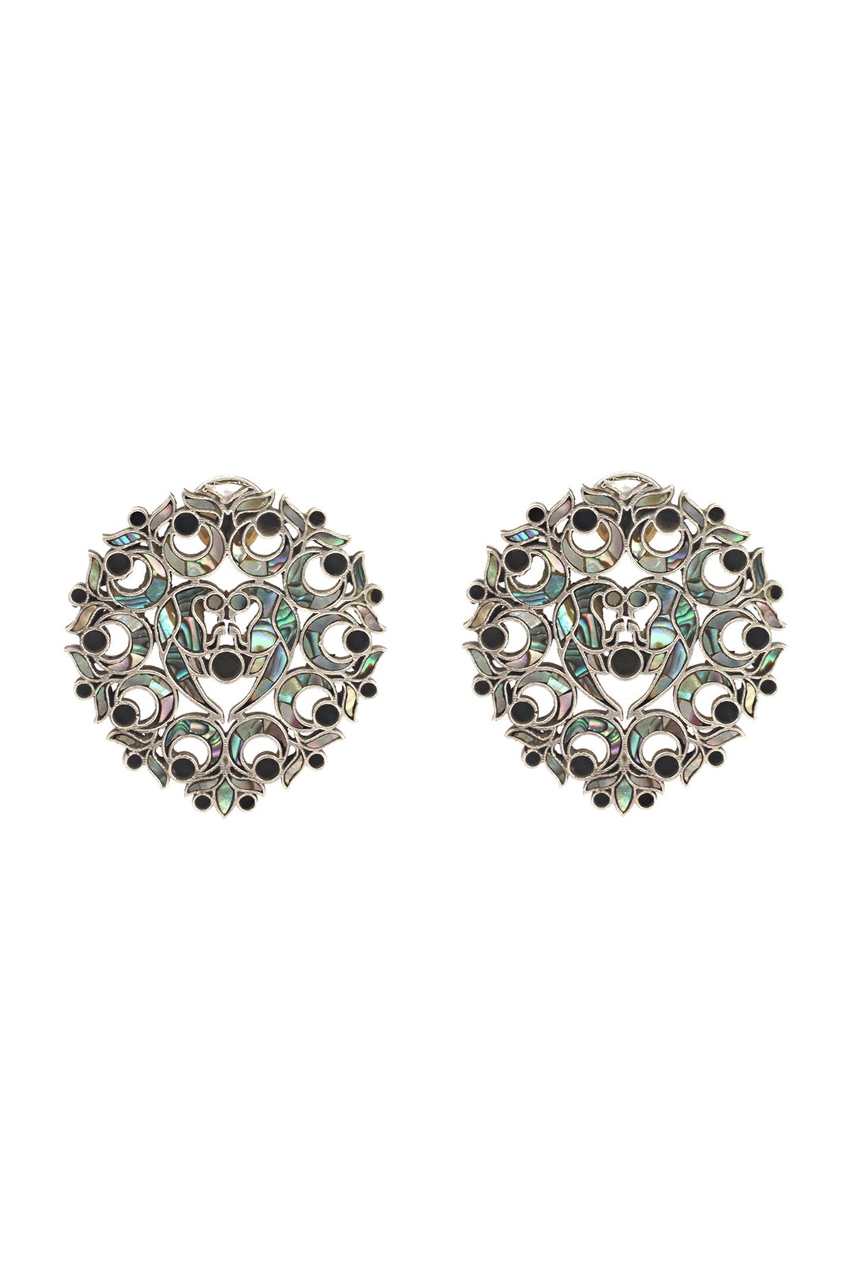 Silver Finish Handcrafted Stud Earrings In Sterling Silver