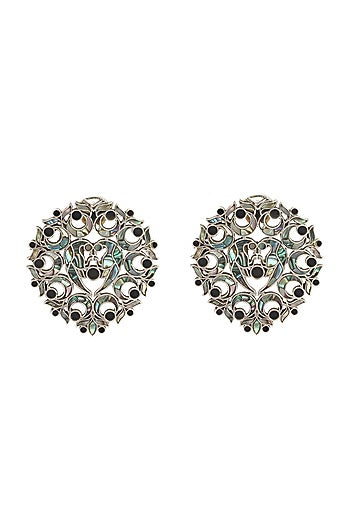 Silver Finish Handcrafted Stud Earrings In Sterling Silver