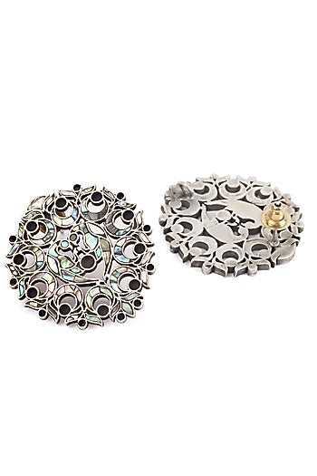 Silver Finish Handcrafted Stud Earrings In Sterling Silver