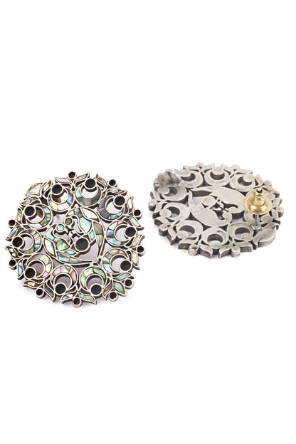 Silver Finish Handcrafted Stud Earrings In Sterling Silver