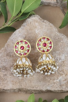 Silver Finish Handcrafted Stud Earrings In Sterling Silver