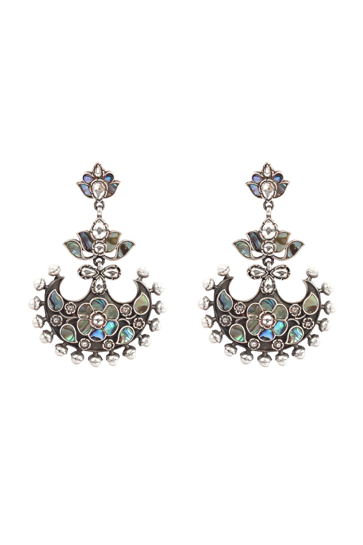 Silver Finish Handcrafted Dangler Earrings In Sterling Silver