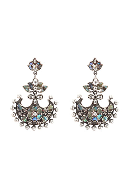 Silver Finish Handcrafted Dangler Earrings In Sterling Silver