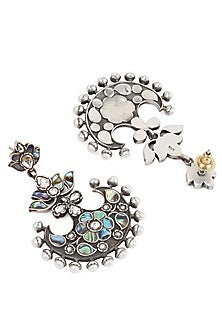 Silver Finish Handcrafted Dangler Earrings In Sterling Silver