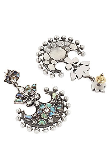 Silver Finish Handcrafted Dangler Earrings In Sterling Silver