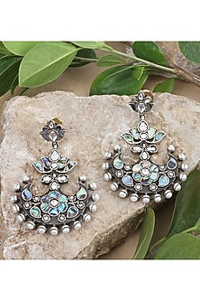 Silver Finish Handcrafted Dangler Earrings In Sterling Silver
