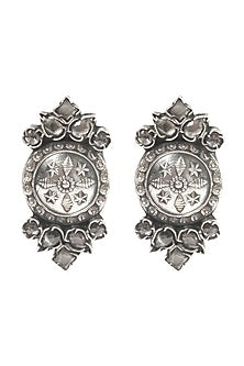 Silver Finish Handcrafted Stud Earrings In Sterling Silver