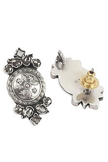 Silver Finish Handcrafted Stud Earrings In Sterling Silver