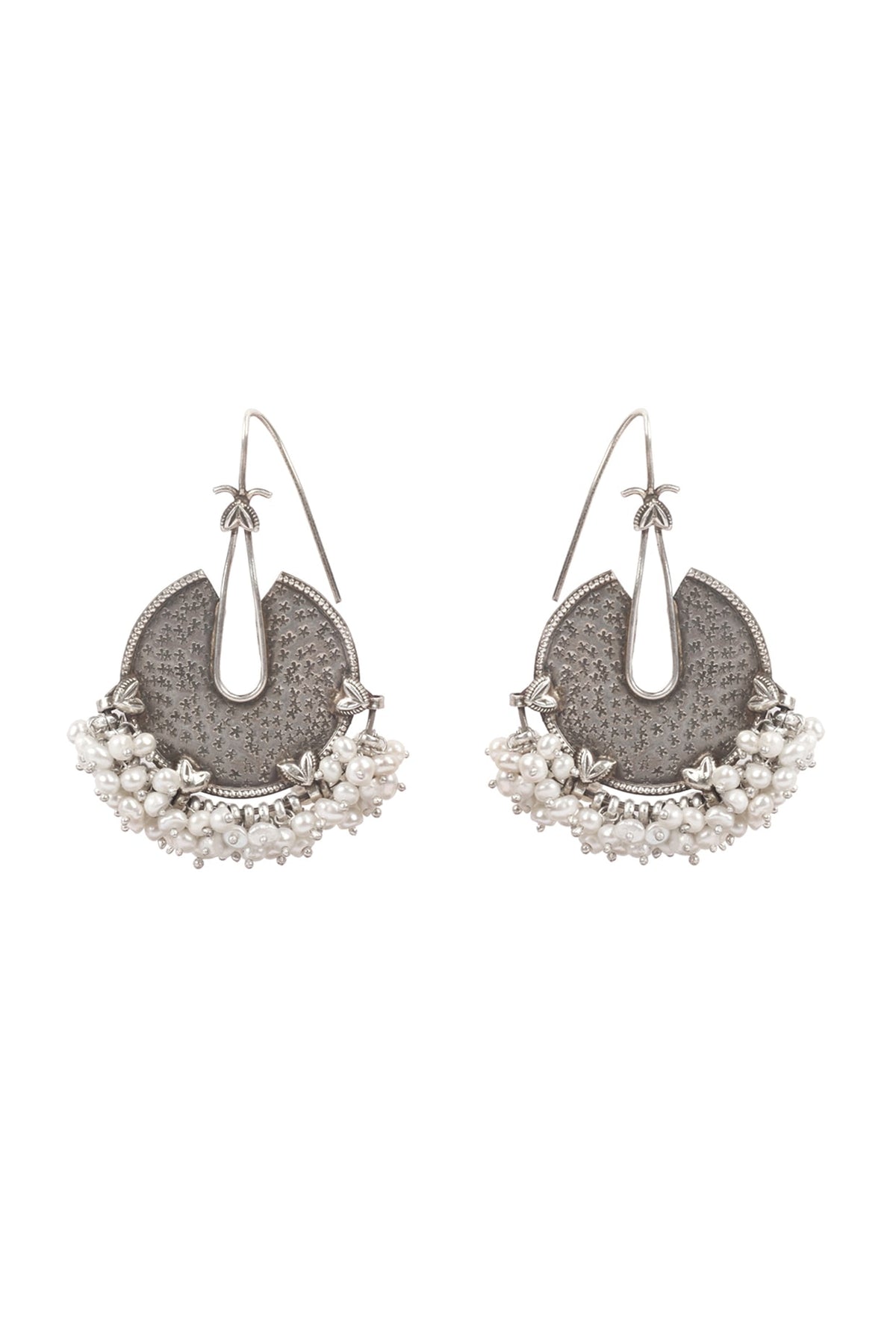 Silver Finish Handcrafted Dangler Earrings In Sterling Silver