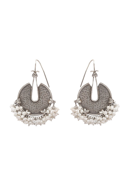 Silver Finish Handcrafted Dangler Earrings In Sterling Silver