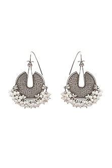 Silver Finish Handcrafted Dangler Earrings In Sterling Silver