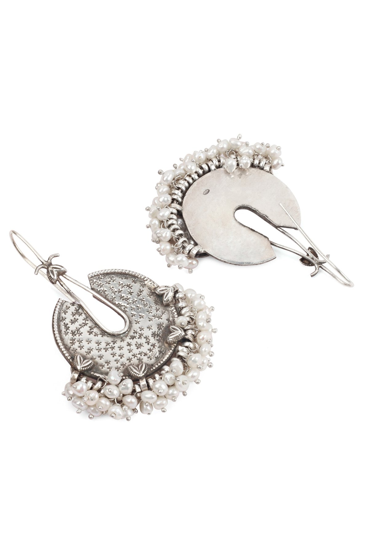 Silver Finish Handcrafted Dangler Earrings In Sterling Silver