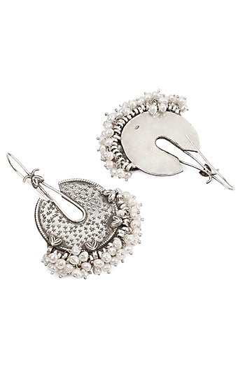 Silver Finish Handcrafted Dangler Earrings In Sterling Silver
