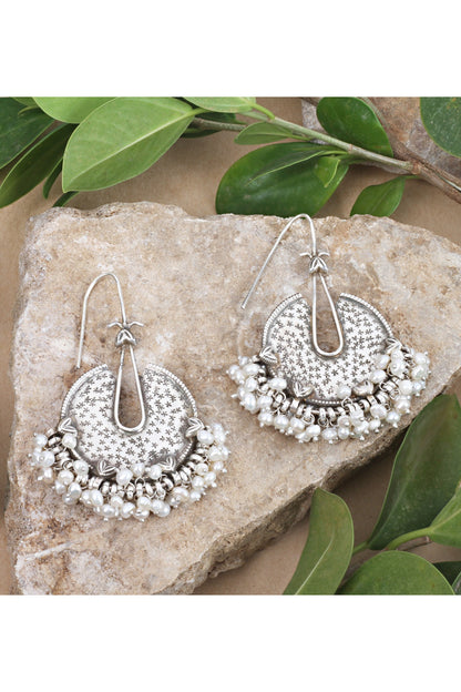 Silver Finish Handcrafted Dangler Earrings In Sterling Silver
