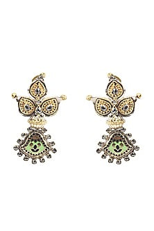 Gold Finish Stud Earrings In Sterling Silver