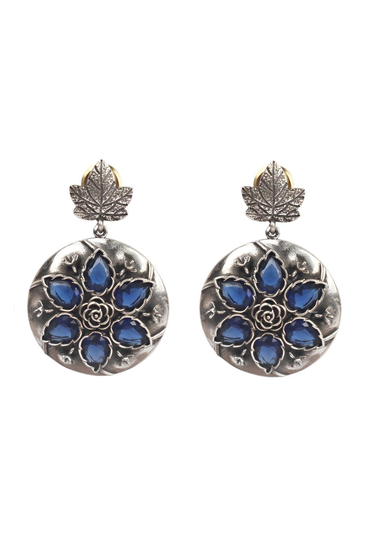 Gold Finish Handcrafted Earrings In Sterling Silver