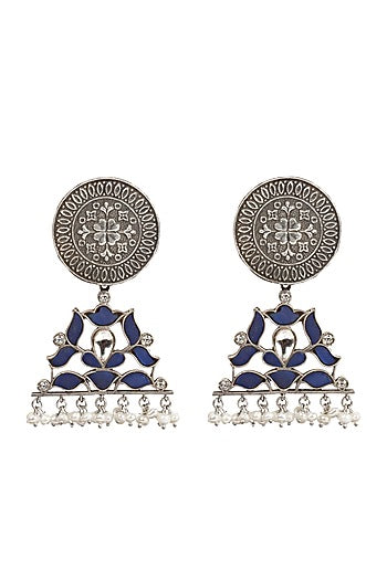 Handcrafted Beaded Earrings In Sterling Silver