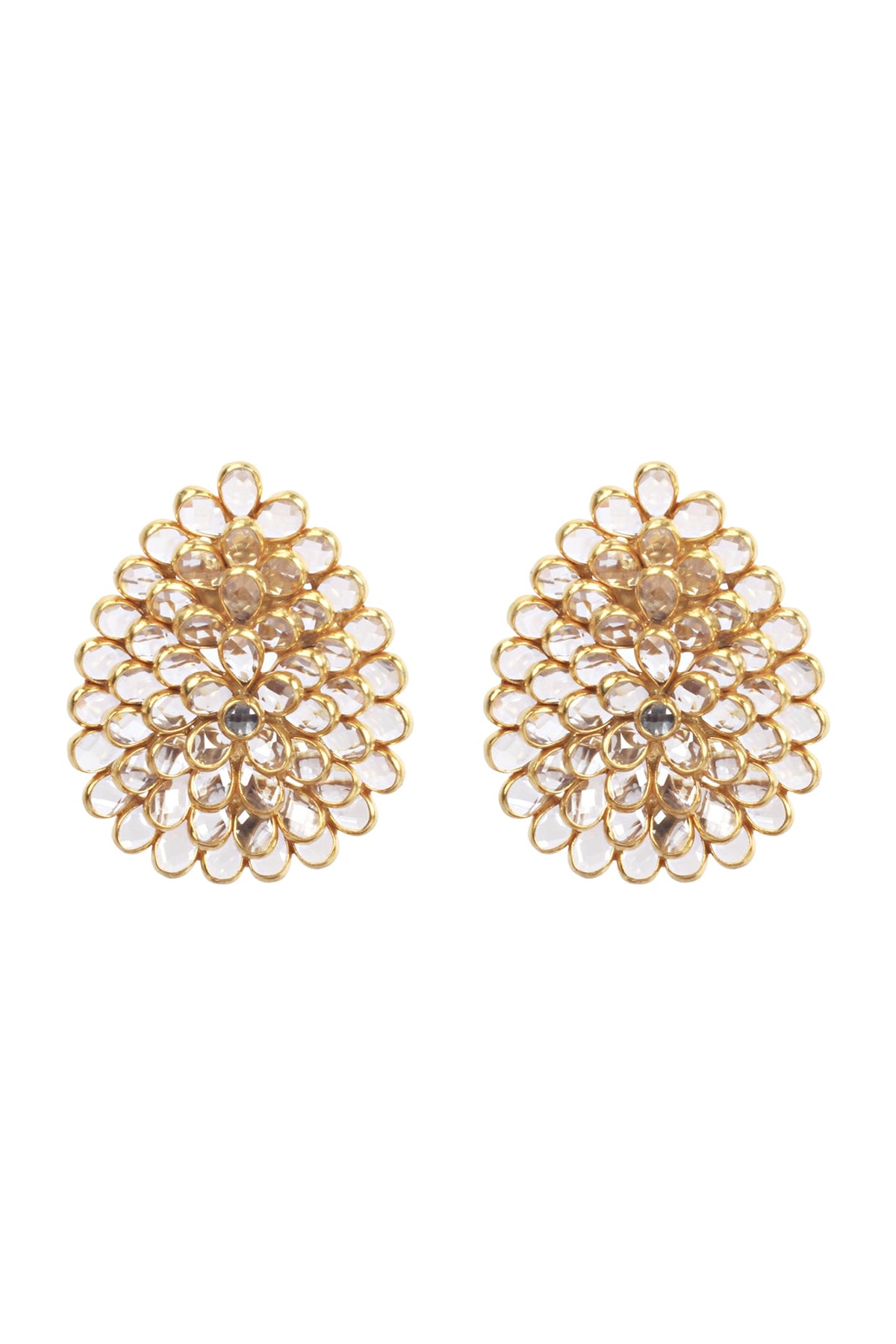 Gold Finish Stud Earrings In Sterling Silver