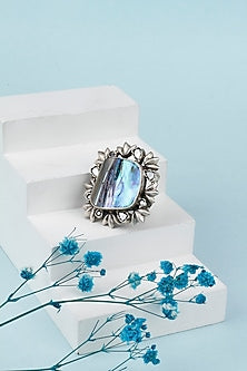 Black Rhodium Finish Mother Of Pearl Ring