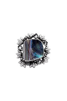 Black Rhodium Finish Mother Of Pearl Ring