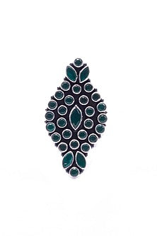 Black Rhodium Finish Green Onyx Ring