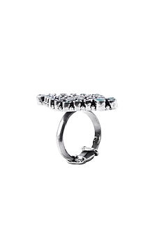 Black Rhodium Finish Green Onyx Ring