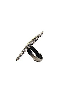 Black Rhodium Finish Chalcedony Handcrafted Ring
