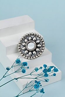 Black Rhodium Finish Mirror Handcrafted Ring