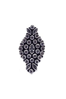 Black Rhodium Finish Kundan Ring